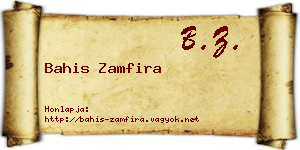 Bahis Zamfira névjegykártya